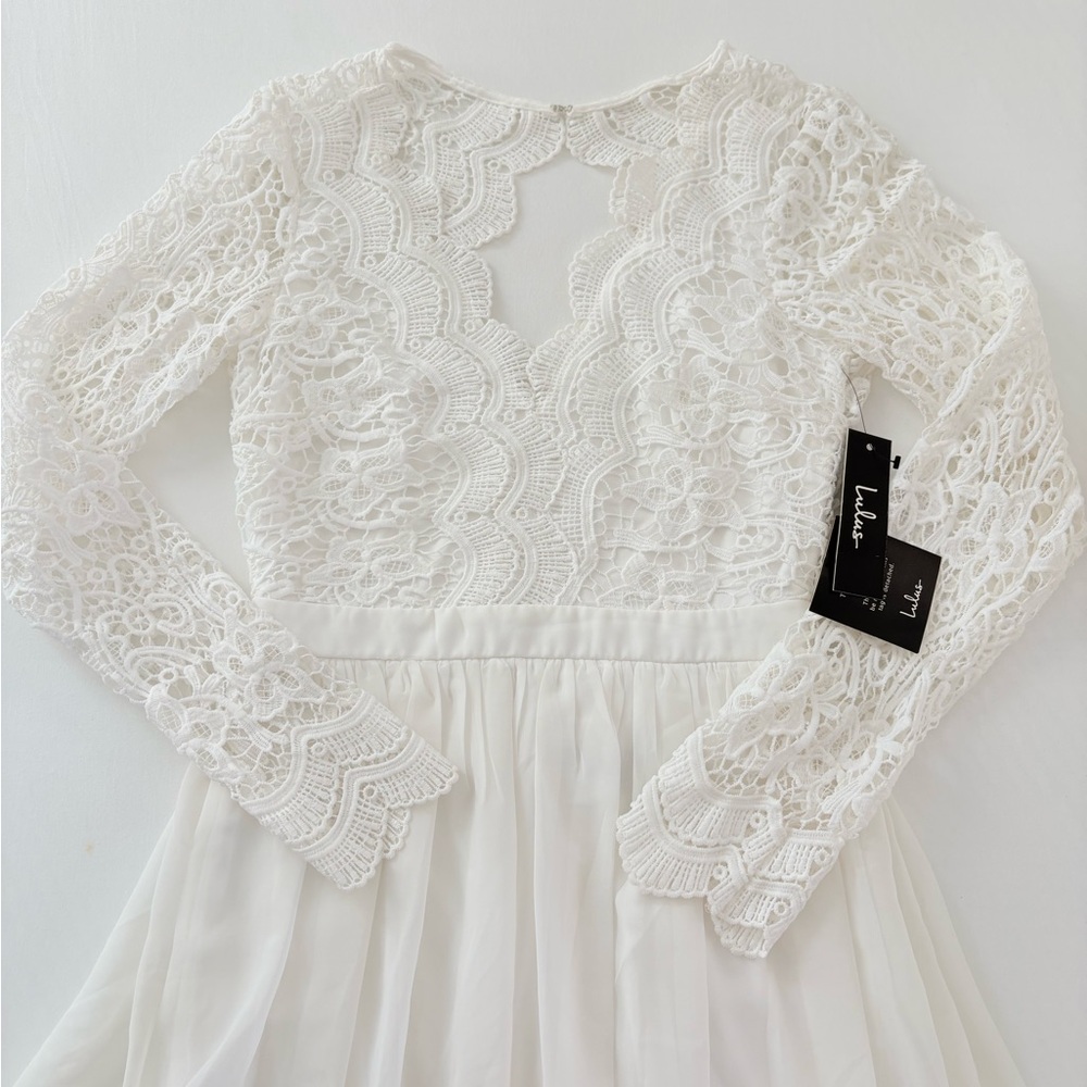NWT - Lulus White Long Sleeve Bridal Dress - Picture 8 of 13